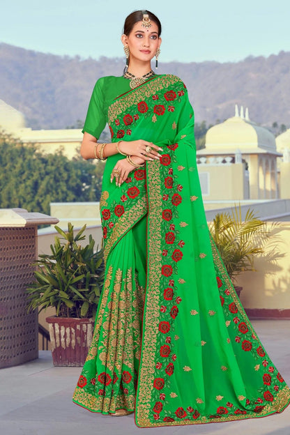 Green Colour Georgette Designer Saree LC1121373