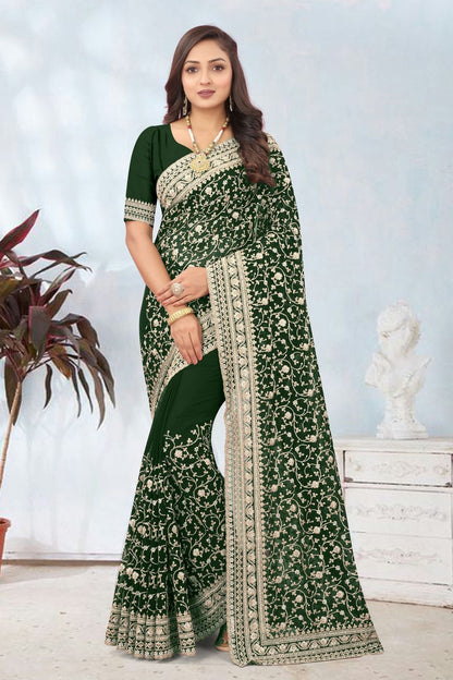 Green Colour Georgette Designer Saree LC1121717