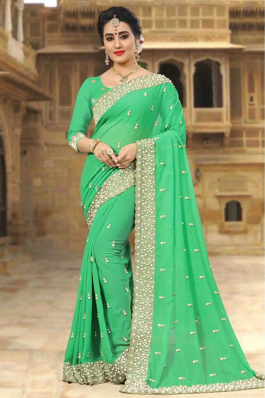 Green Colour Georgette Designer Saree SD1090017