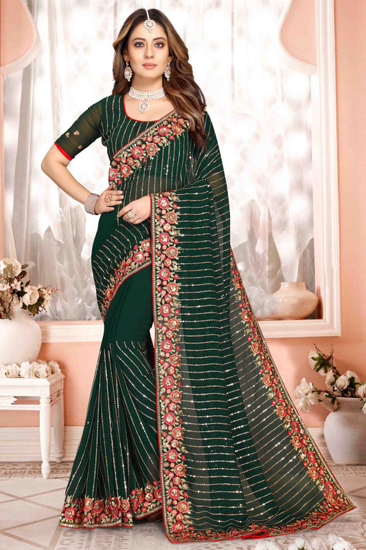 Green Colour Georgette Designer Saree SD1090572
