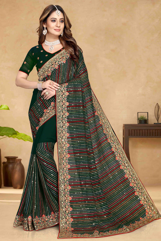 Green Colour Georgette Designer Saree SD1090579
