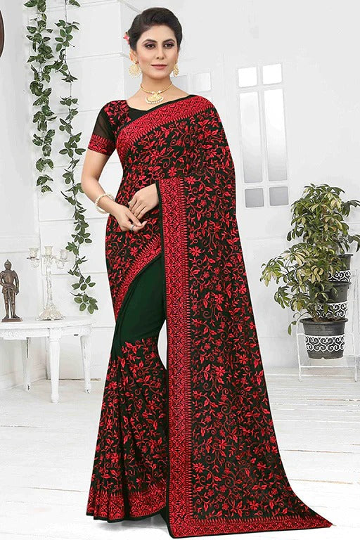 Green Colour Georgette Designer Saree SD1090633
