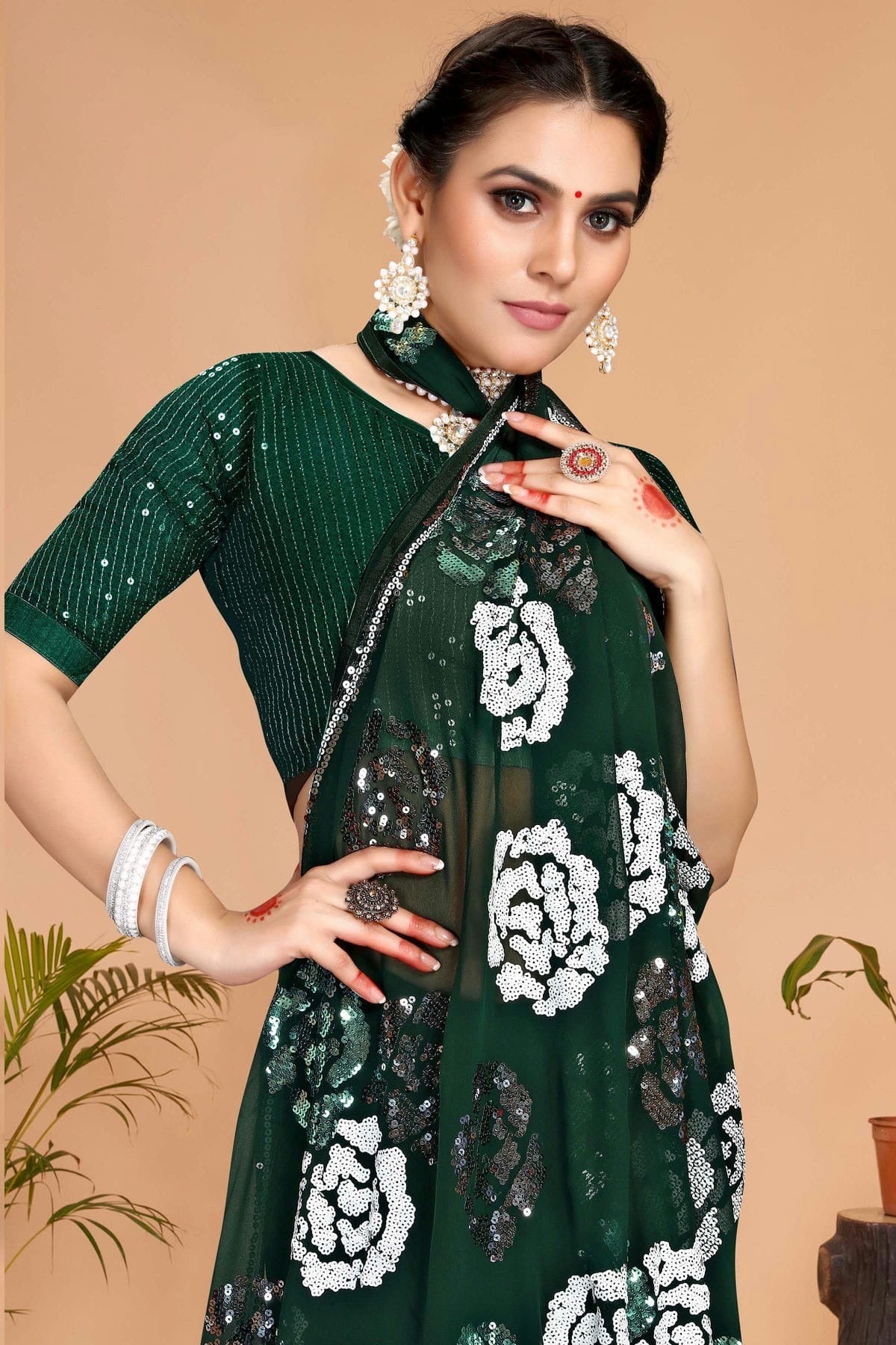 Green Colour Georgette Designer Saree SD1091118 A