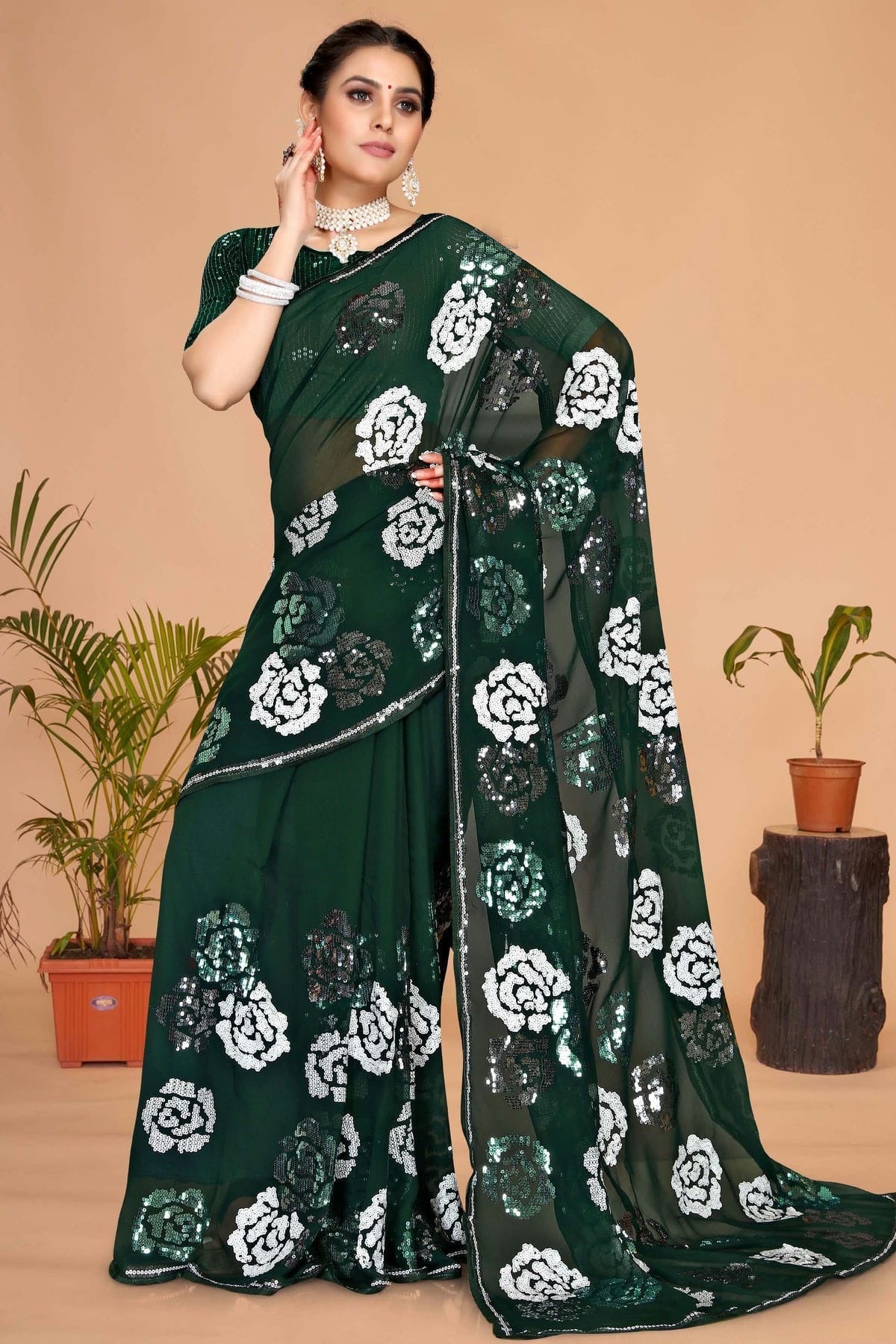 Green Colour Georgette Designer Saree SD1091118