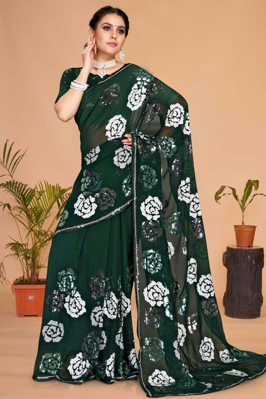 Green Colour Georgette Designer Saree SD1091118