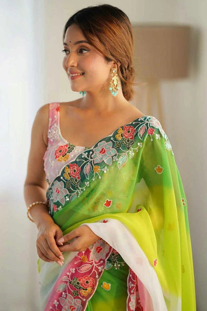 Green Colour Georgette Designer Saree SD1111621 A
