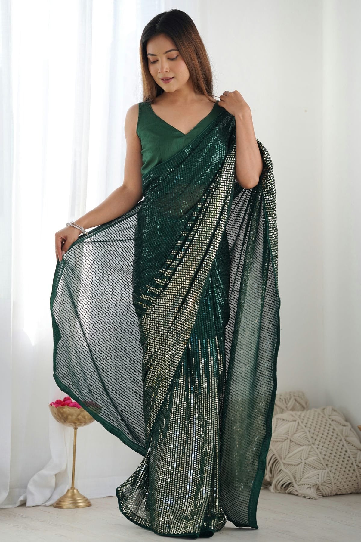 Green Colour Georgette Designer Saree SD1111954