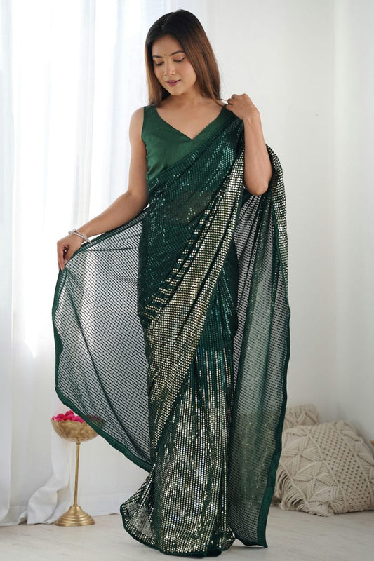 Green Colour Georgette Designer Saree SD1111954