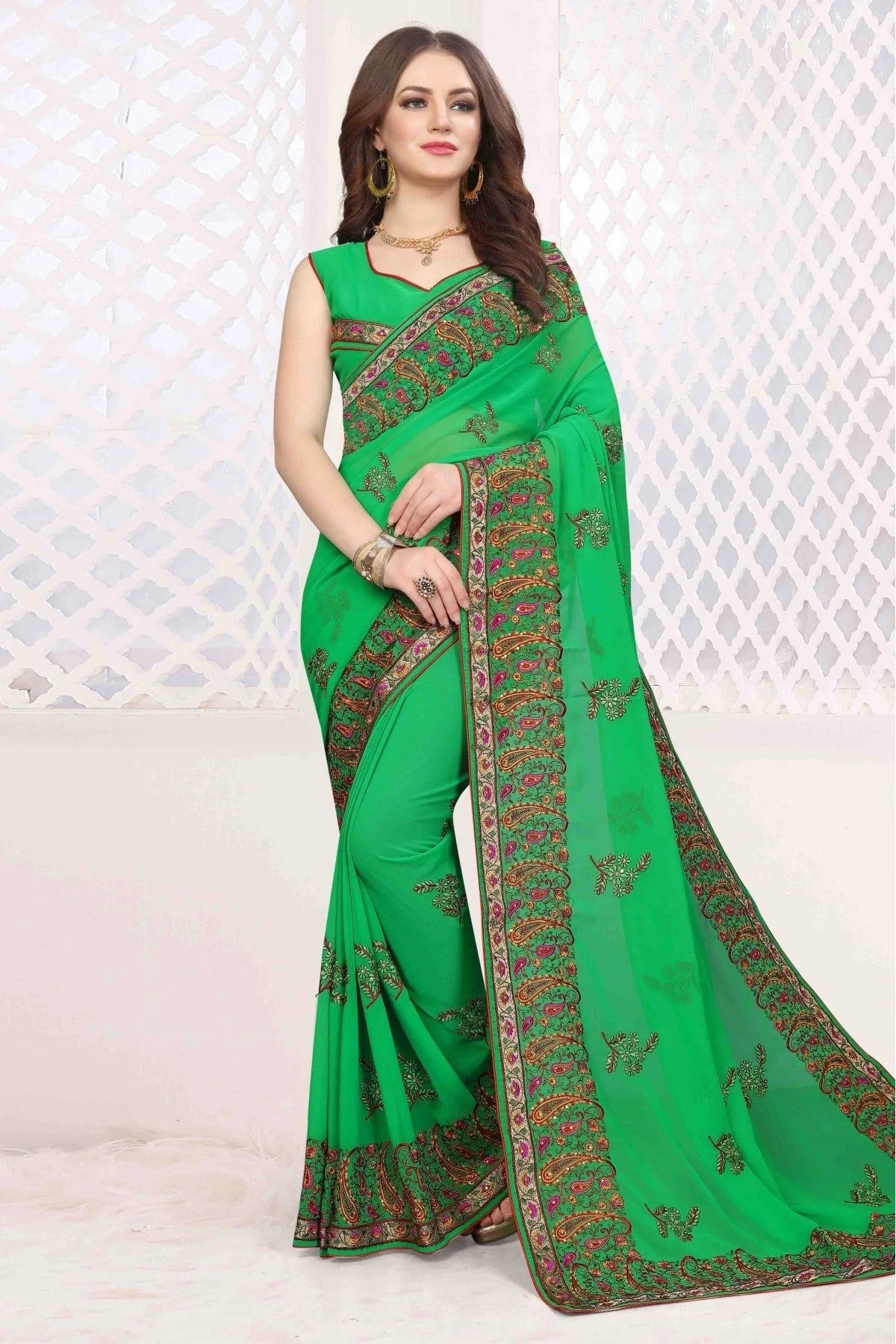 Green Colour Georgette Designer Saree SD1120437