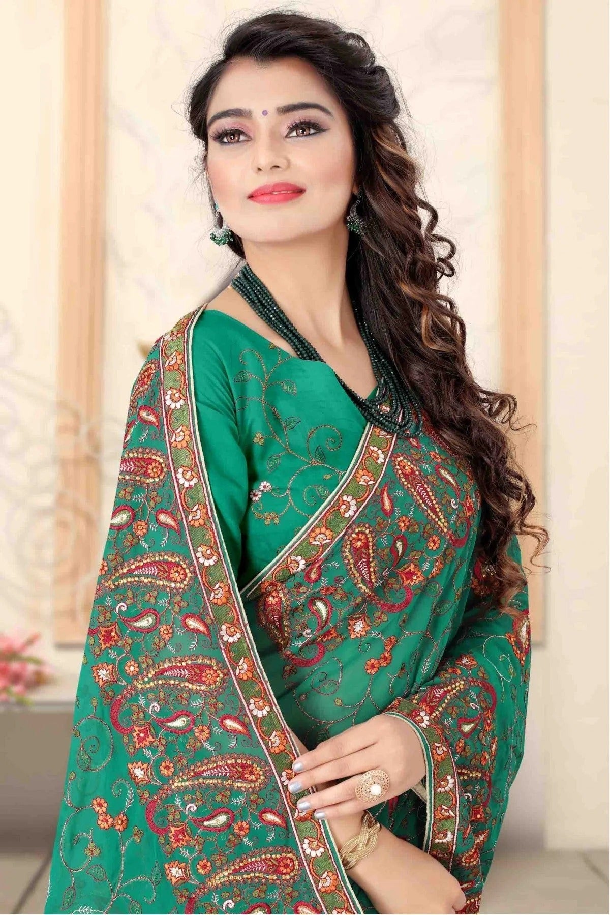Green Colour Georgette Designer Saree SD1120730 A