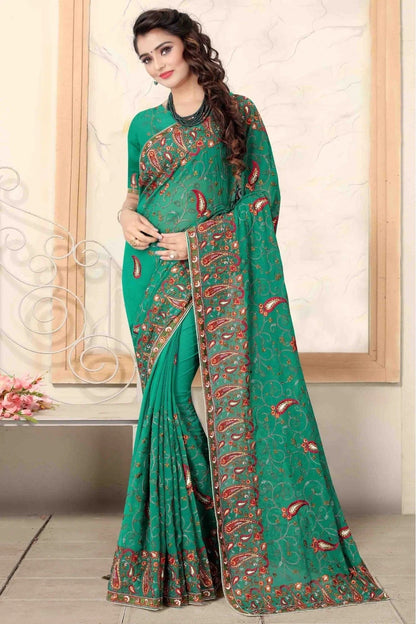 Green Colour Georgette Designer Saree SD1120730