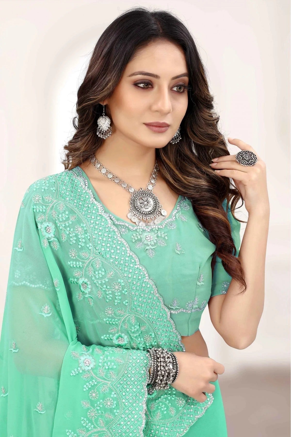 Green Colour Georgette Designer Saree SD1120854 A