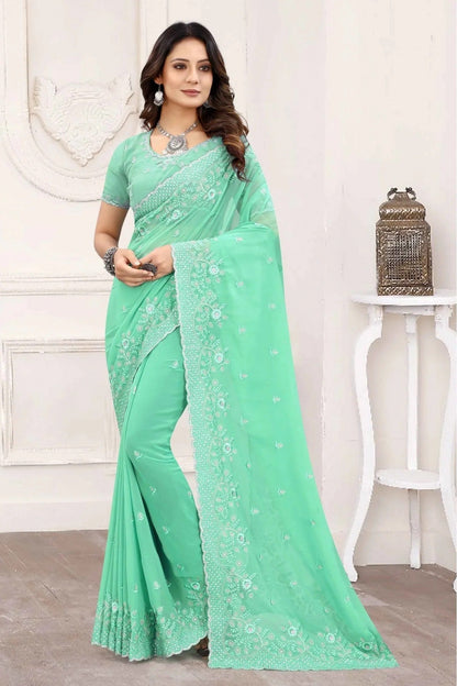 Green Colour Georgette Designer Saree SD1120854