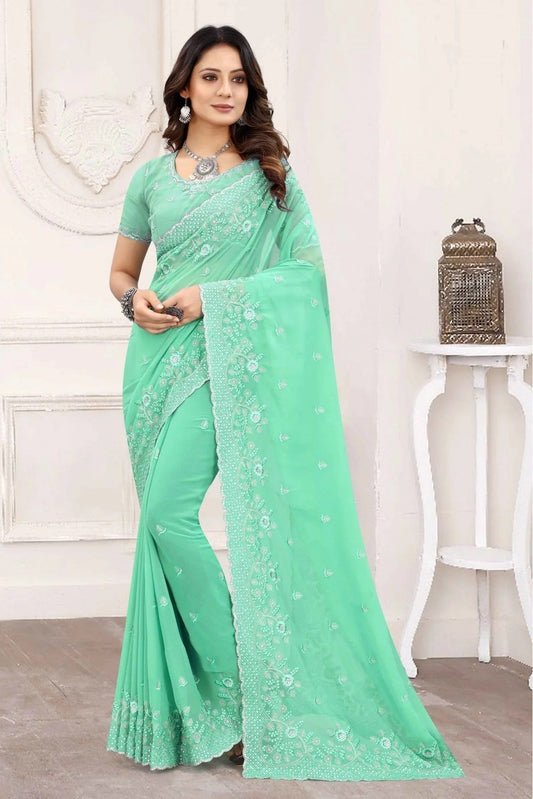 Green Colour Georgette Designer Saree SD1120854