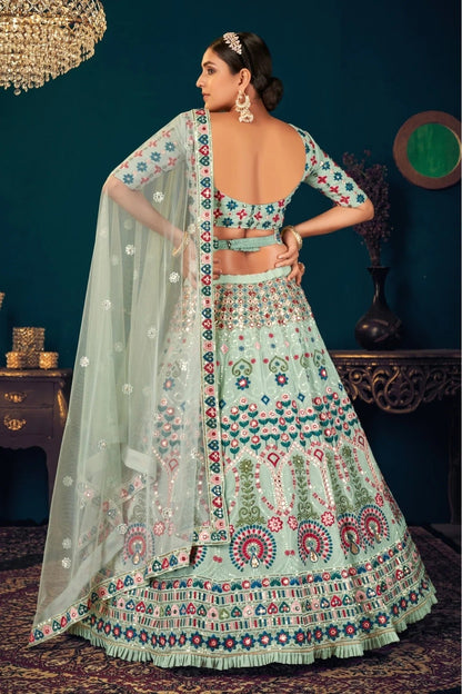 Green Colour Georgette Embroidery Lehenga Choli LC1150068 A