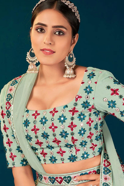 Green Colour Georgette Embroidery Lehenga Choli LC1150068 B