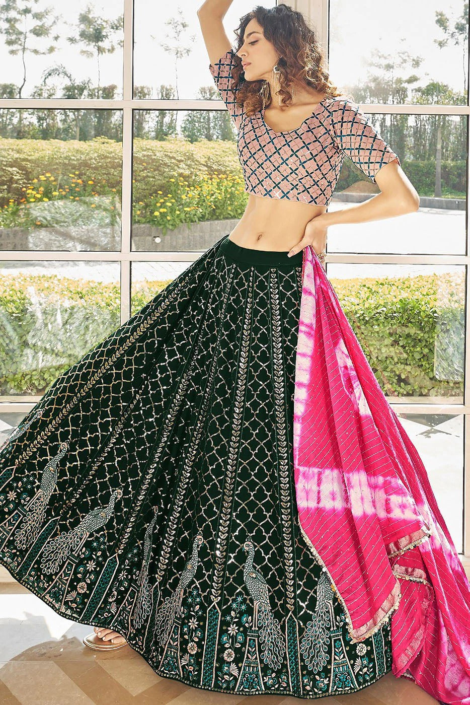 Green Colour Georgette Embroidery Lehenga Choli LC1150130 A