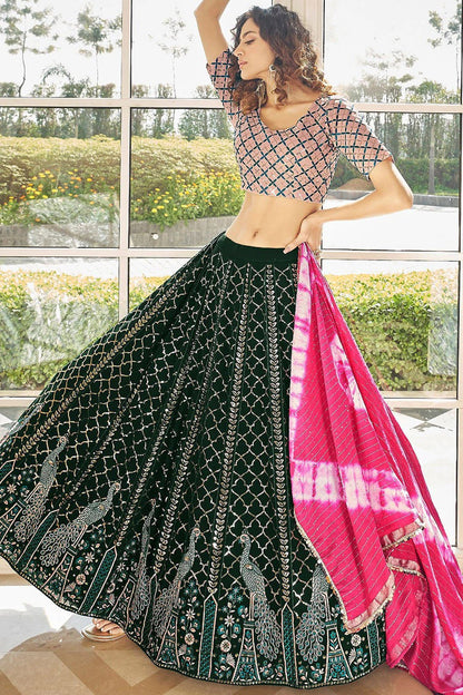 Green Colour Georgette Embroidery Lehenga Choli LC1150130 A