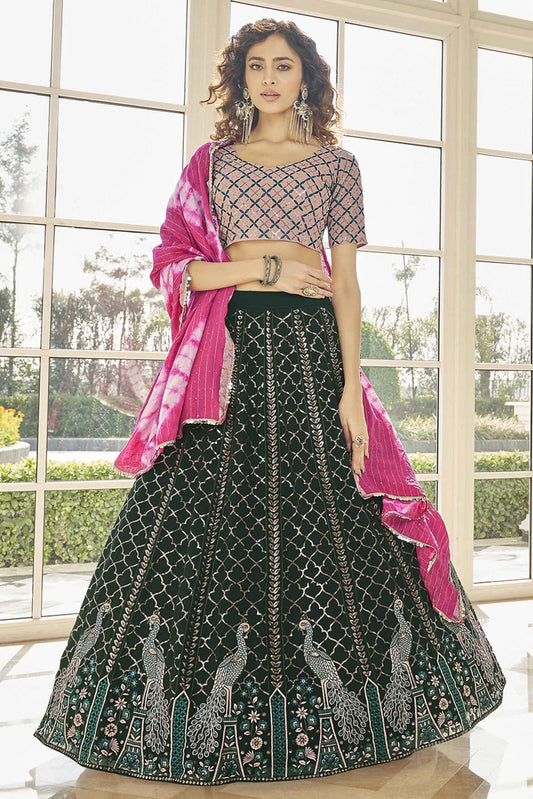 Green Colour Georgette Embroidery Lehenga Choli LC1150130