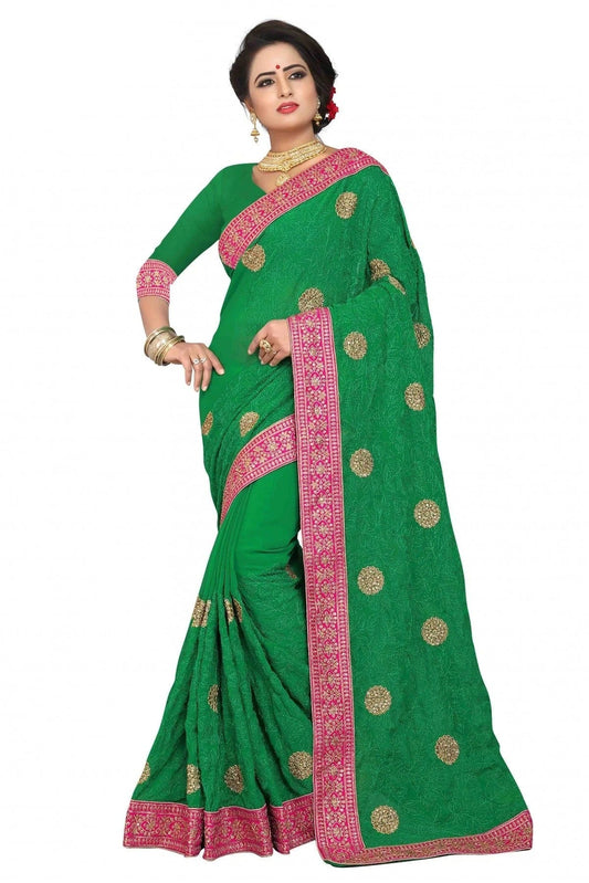 Green Colour Georgette Embroidery Saree SD1120124
