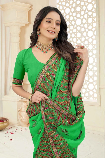 Green Colour Georgette Embroidery Saree SD1120969 A