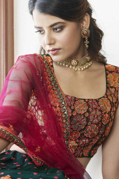 Green Colour Georgette Gota Patti Work Lehenga Choli LC1150095 B