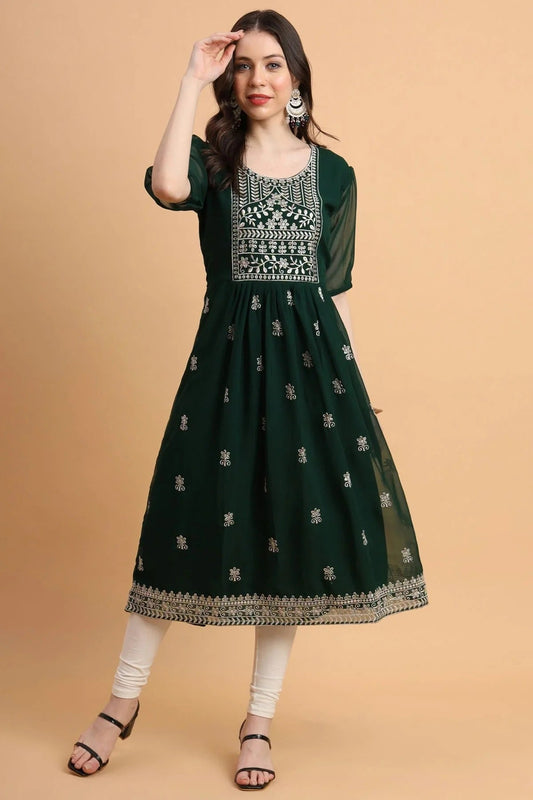 Green Colour Georgette Kurti KR1111173