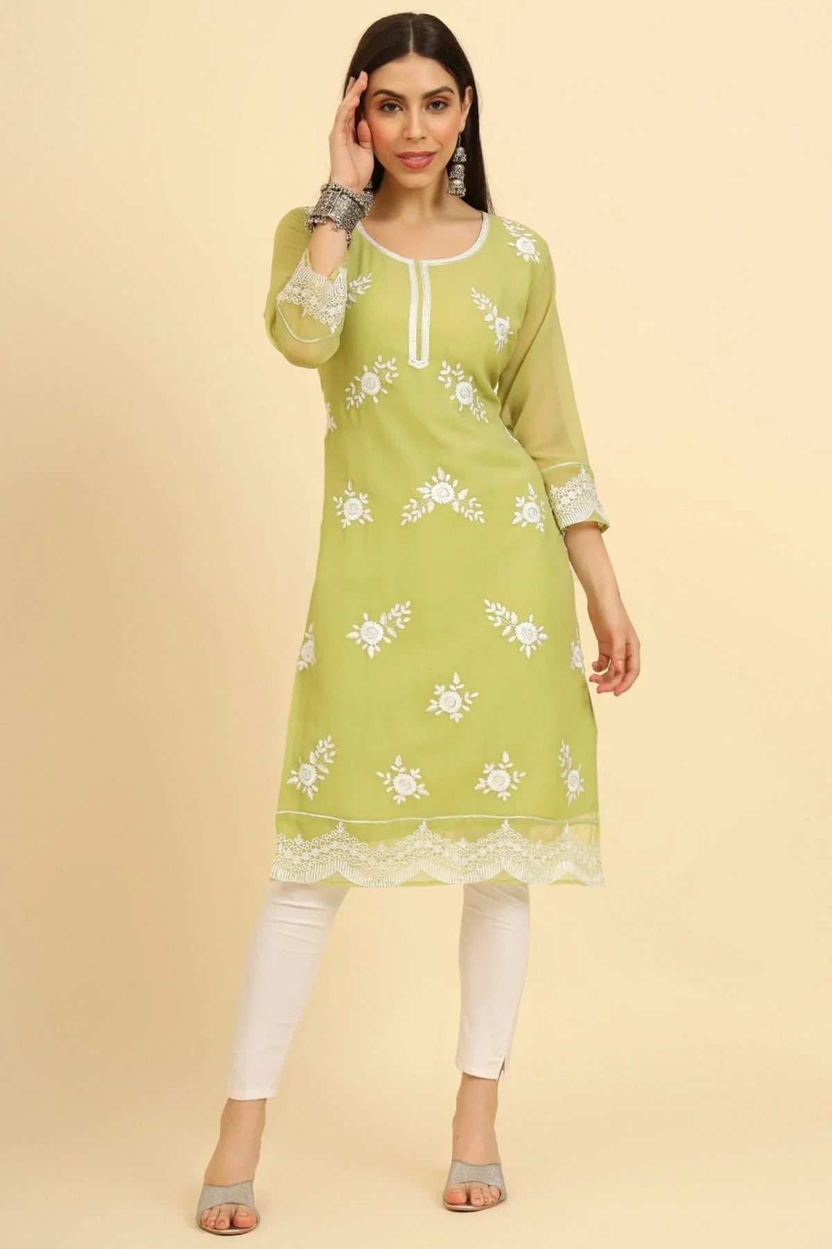 Green Colour Georgette Kurti KR1111222