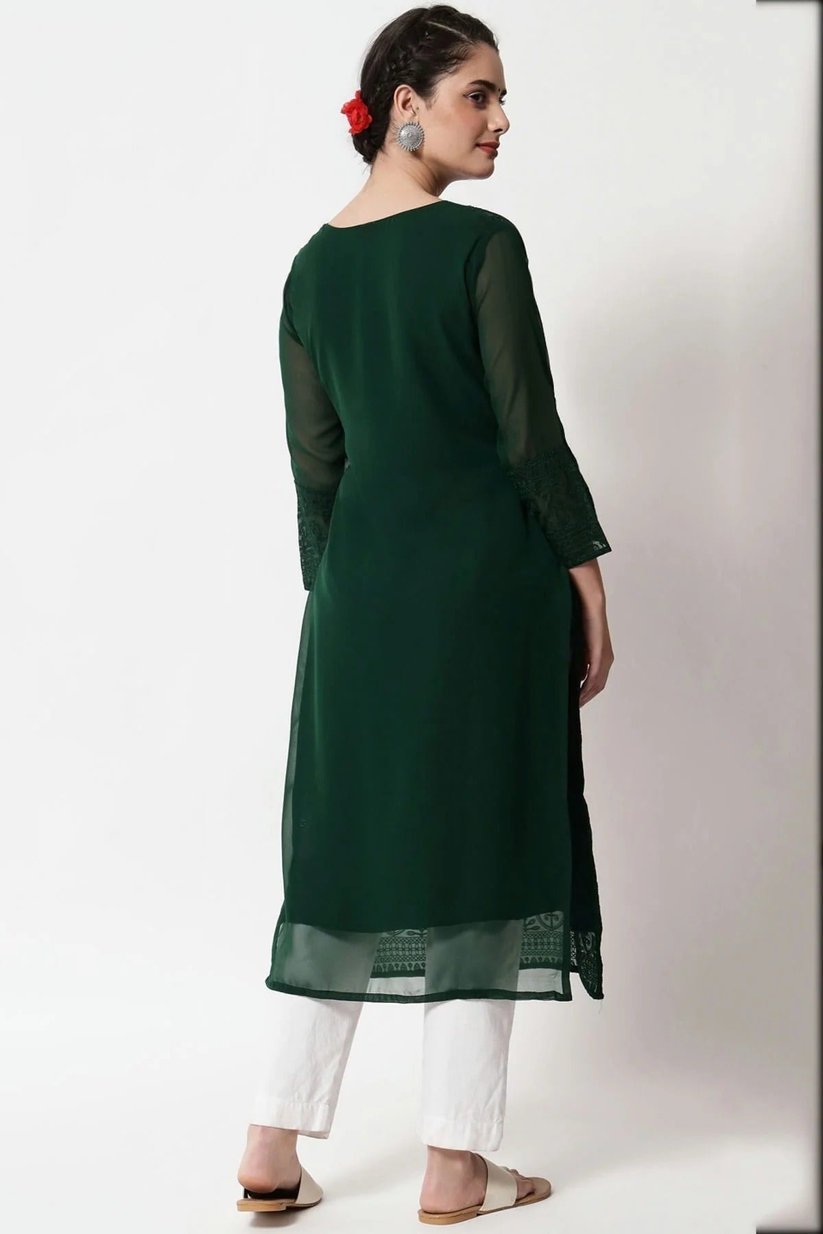 Green Colour Georgette Kurti KR1111281 A