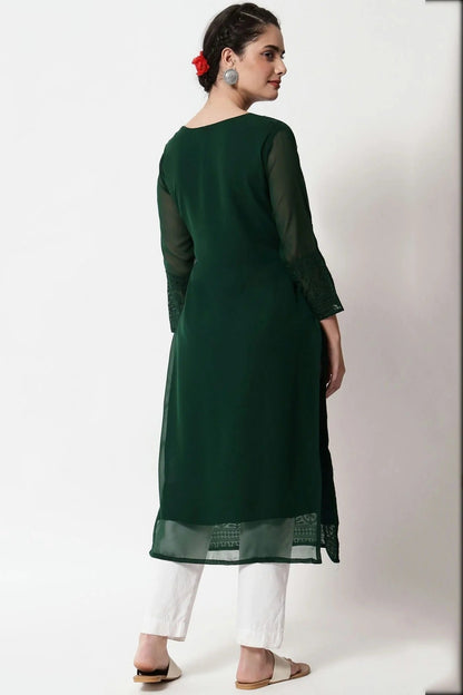 Green Colour Georgette Kurti KR1111281 A
