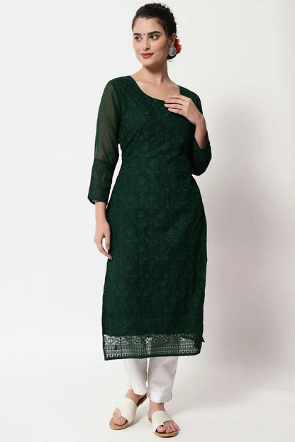 Green Colour Georgette Kurti KR1111281