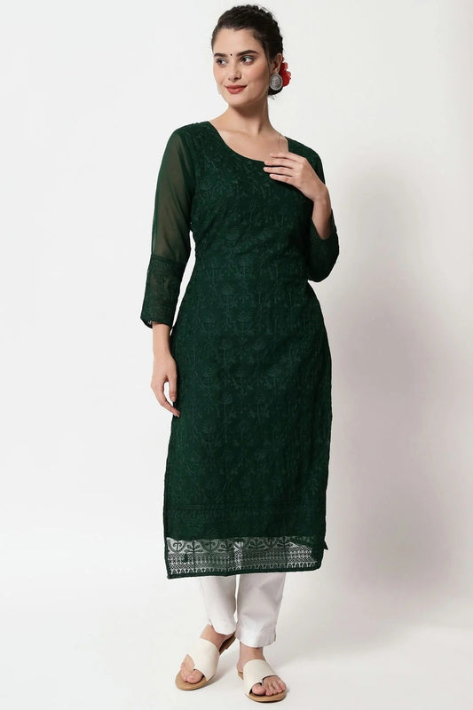 Green Colour Georgette Kurti KR1111281
