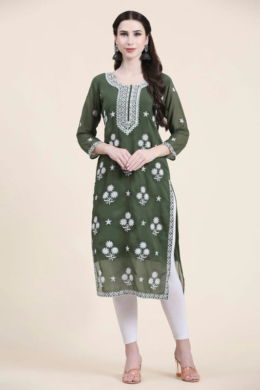 Green Colour Georgette Kurti KR1111289
