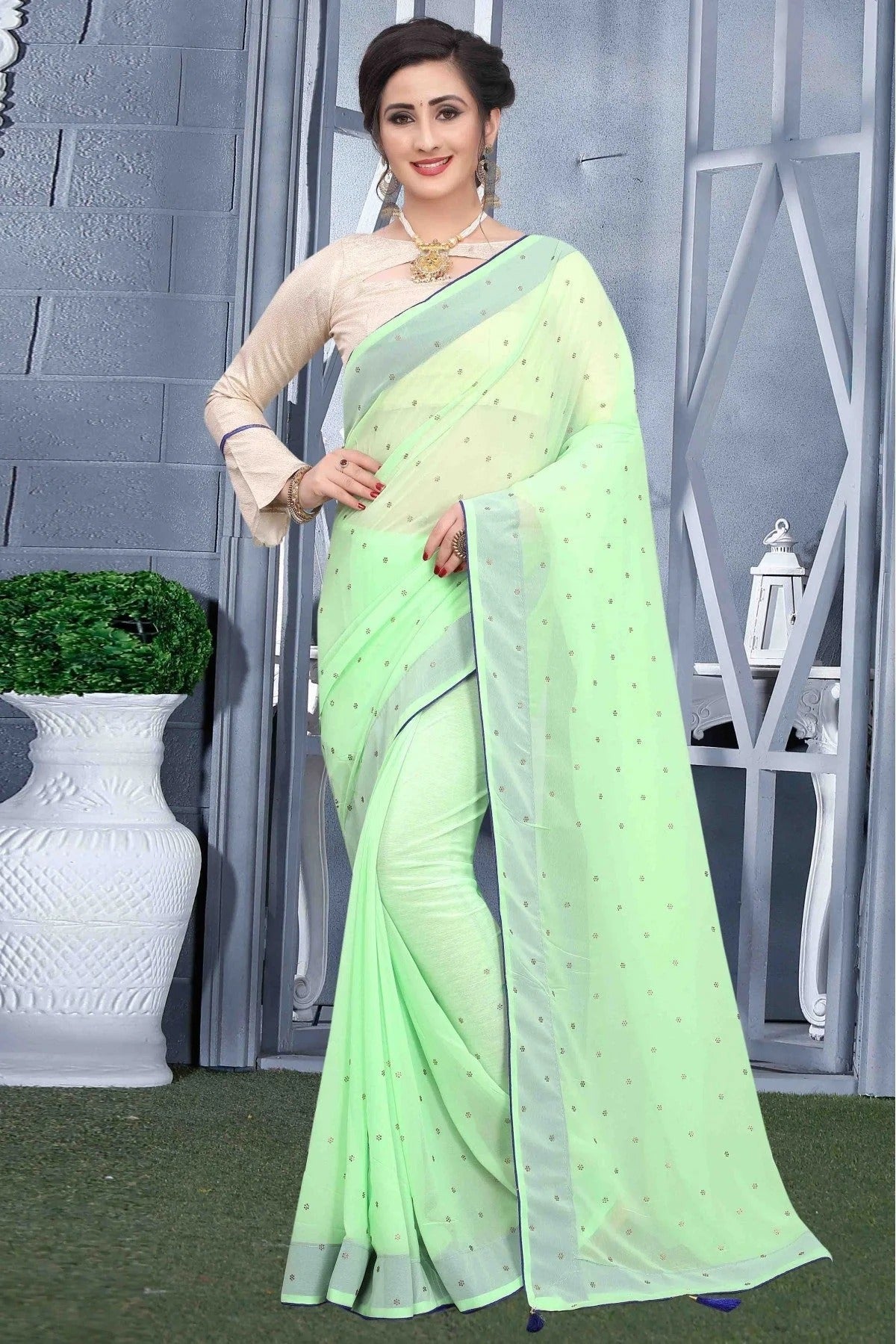 Green Colour Georgette Party Wear Saree SD1120583