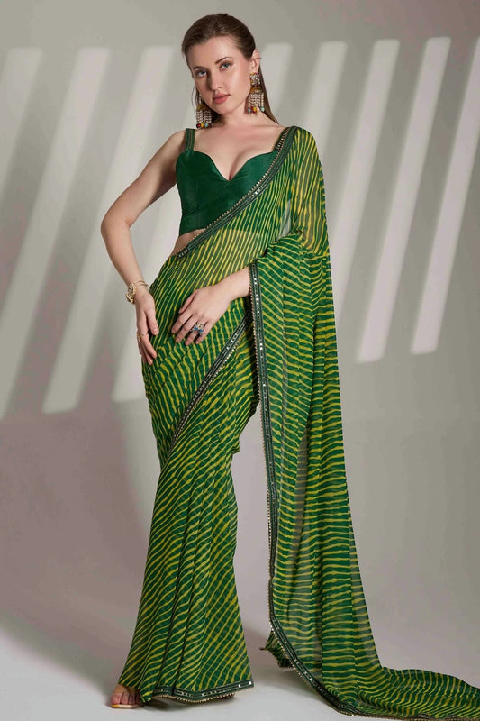 Green Colour Georgette Printed Saree SD1112834