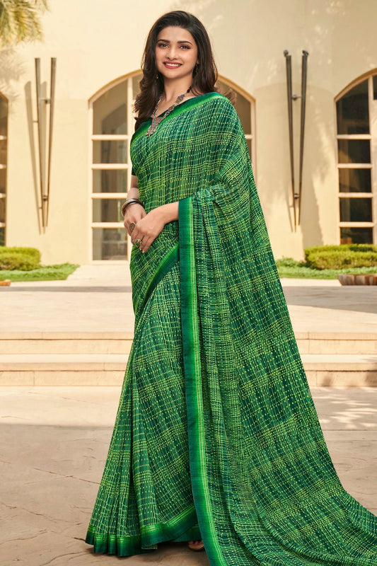 Green Colour Georgette Printed Saree SD1180067