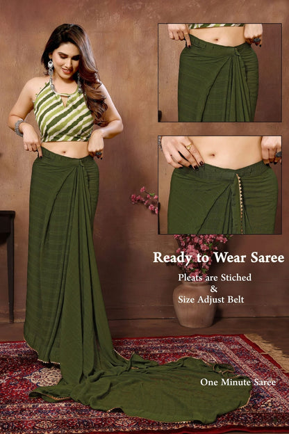 Green Colour Georgette Ready To Wear Saree SD1180027 A
