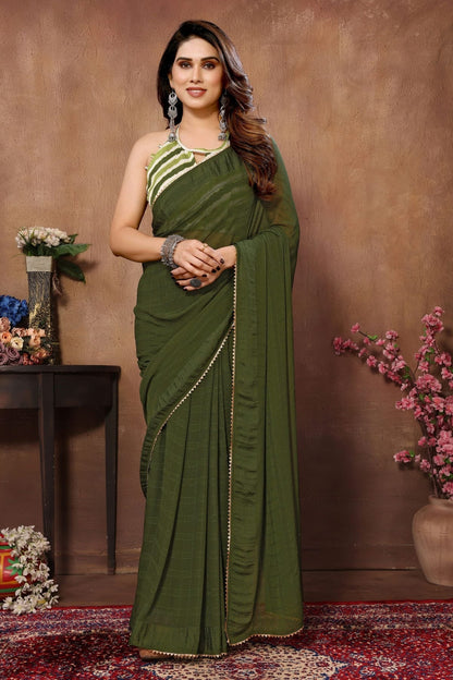 Green Colour Georgette Ready To Wear Saree SD1180027