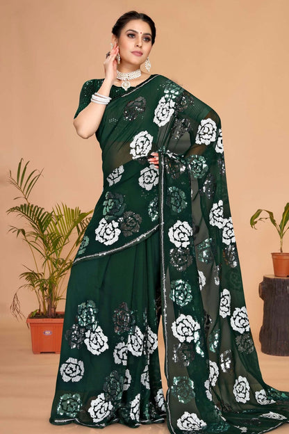 Green Colour Georgette Saree SD1090737