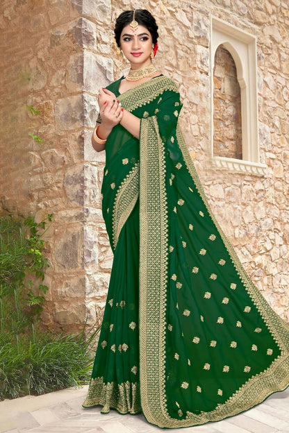 Green Colour Georgette Saree SD1090794