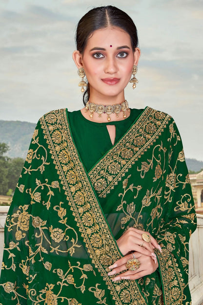 Green Colour Georgette Saree SD1090827 A