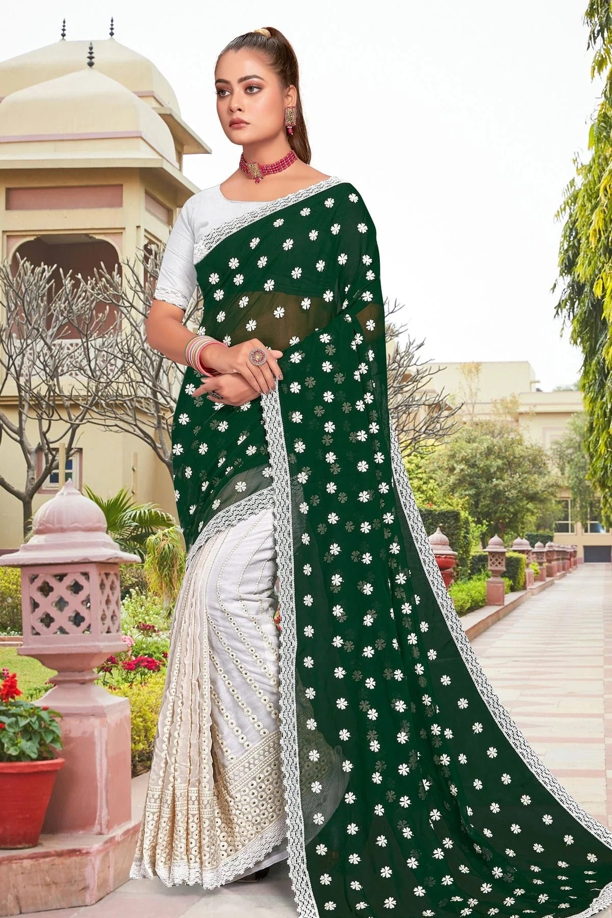 Green Colour Georgette Saree SD1090945