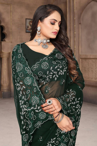 Green Colour Georgette Saree SD1090969 A