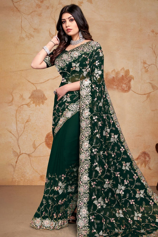 Green Colour Georgette Saree SD1091029
