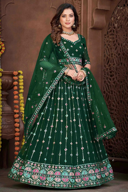 Green Colour Georgette Semi Stitched Lehenga Choli LC1170046 A