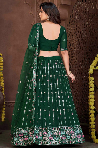 Green Colour Georgette Semi Stitched Lehenga Choli LC1170046 B