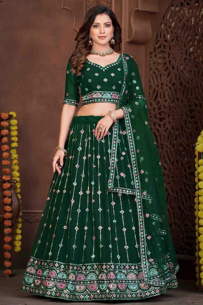 Green Colour Georgette Semi Stitched Lehenga Choli LC1170046