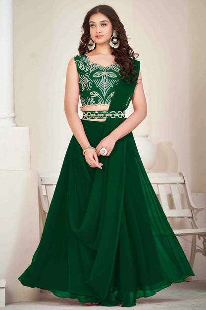 Green Colour Georgette Semi Stitched Lehenga Choli LC1170052 A