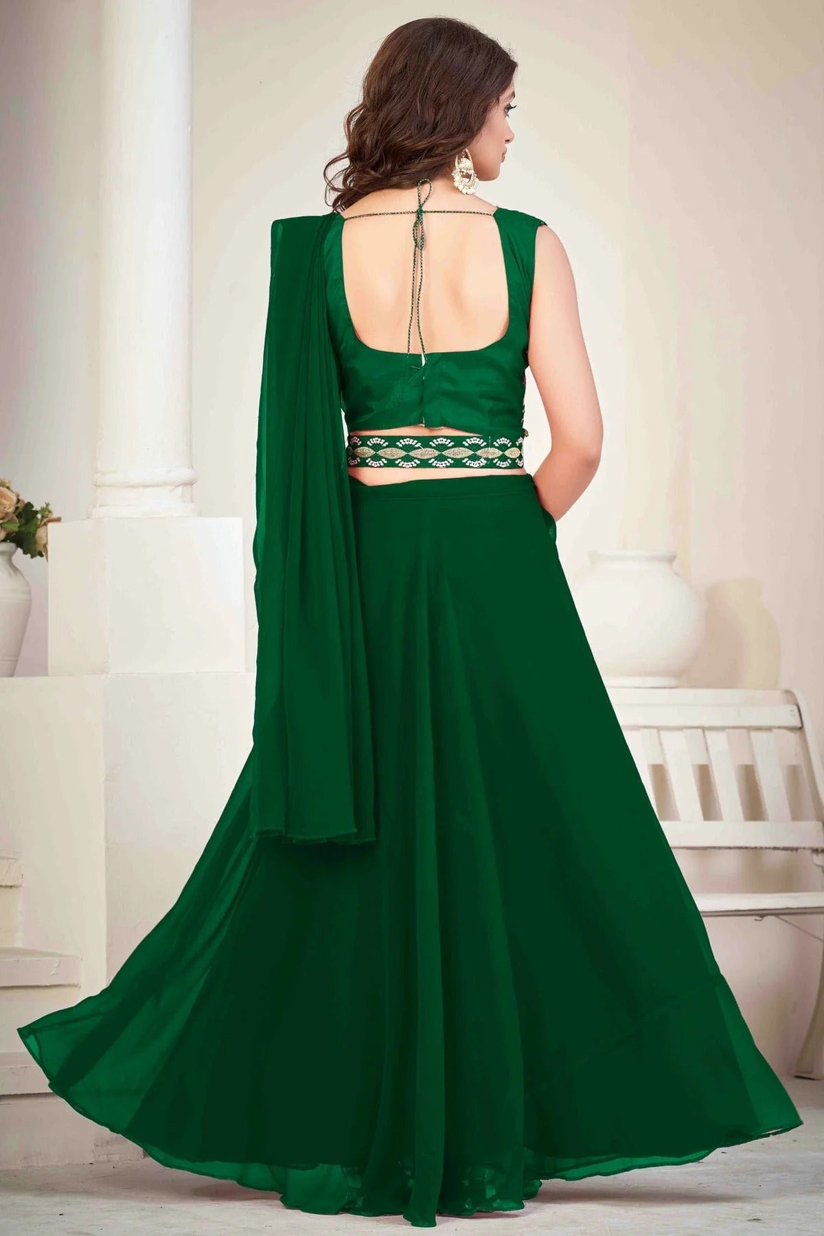 Green Colour Georgette Semi Stitched Lehenga Choli LC1170052 B