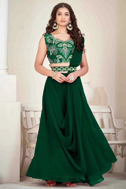 Green Colour Georgette Semi Stitched Lehenga Choli LC1170052